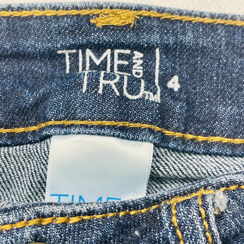 Time and Tru Bermuda Shorts Womens 4 Distressed Patchwork Denim Cuffed - Picture 8 of 14